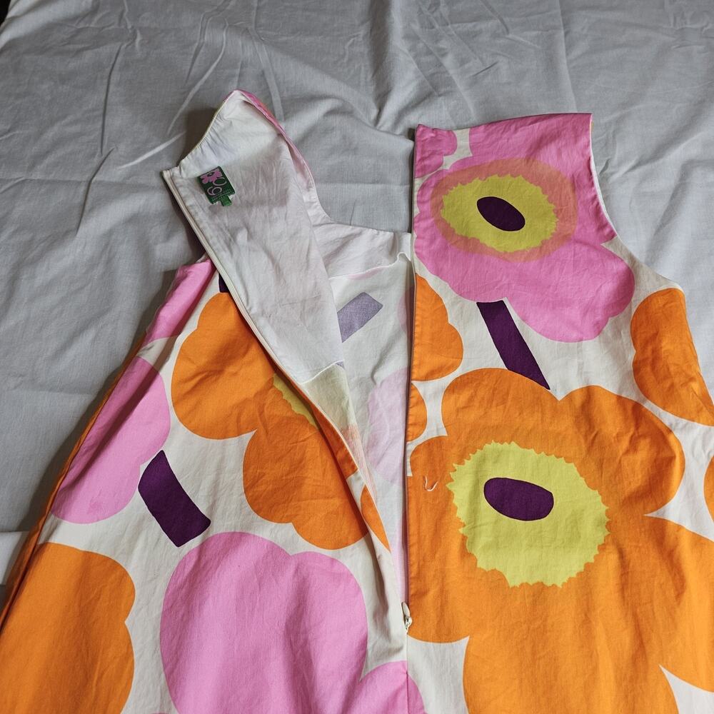 retro Marimekko x Anthropologie Kestit Unikko cotton poplin dress sz 10 Festival - Picture 8 of 10